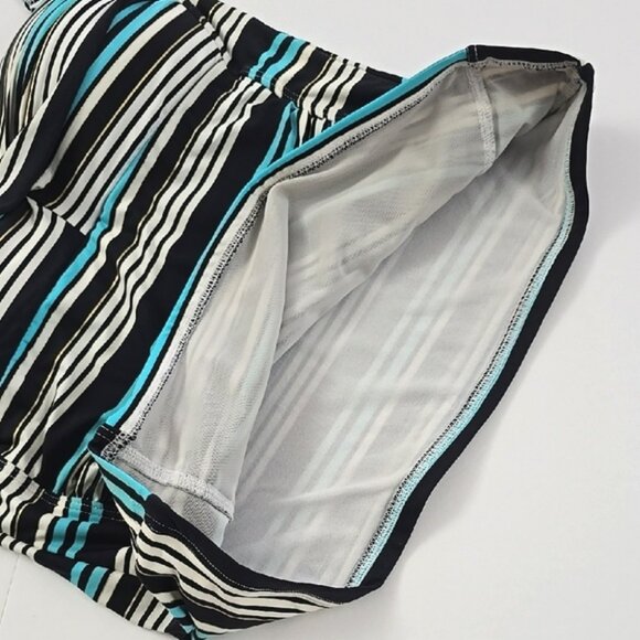Bond-Eye Australia Women's Teal Black Striped Tankini Swim Top Padded Cups Sz 8 - Picture 9 of 16